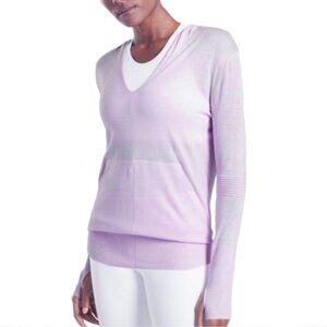 Athleta Enlighten Lilac Tencel/Lyocell Silk Hooded Thin Sweater Size M